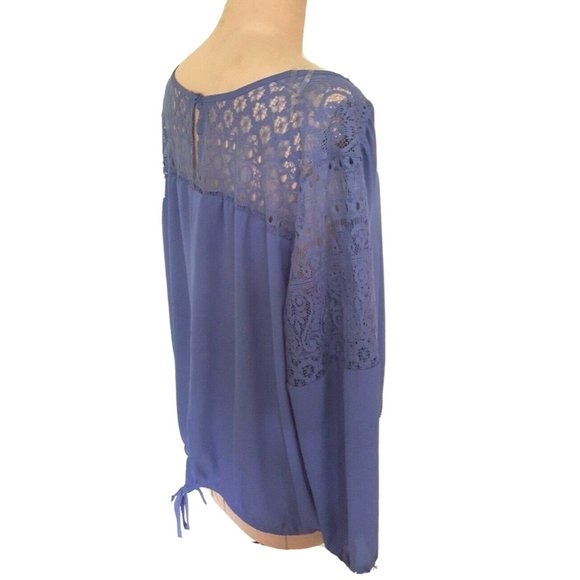Reitmans lace blue long tunic top blouse shirt V neck front plus size 22 - Picture 3 of 10